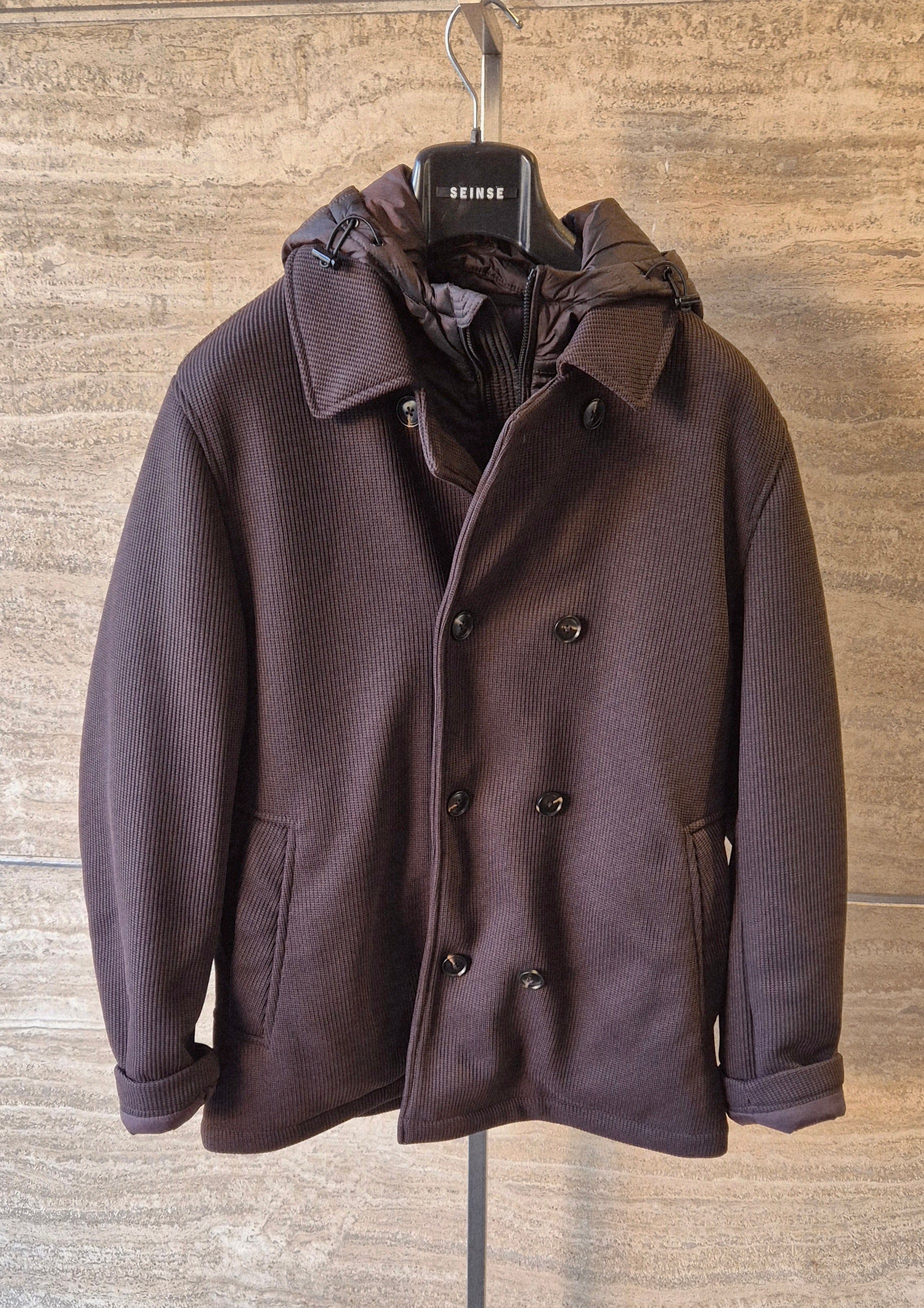 Seinse giubbotto doppiopetto con interno staccabile marrone testa di moro GBI1090SSMORO