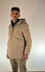 Suns giacchetto con pelliccia interna tessuto tecnico stretch beige GBS53945U