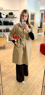 Susy Mix trench lungo manica 3/4 beige fango T810