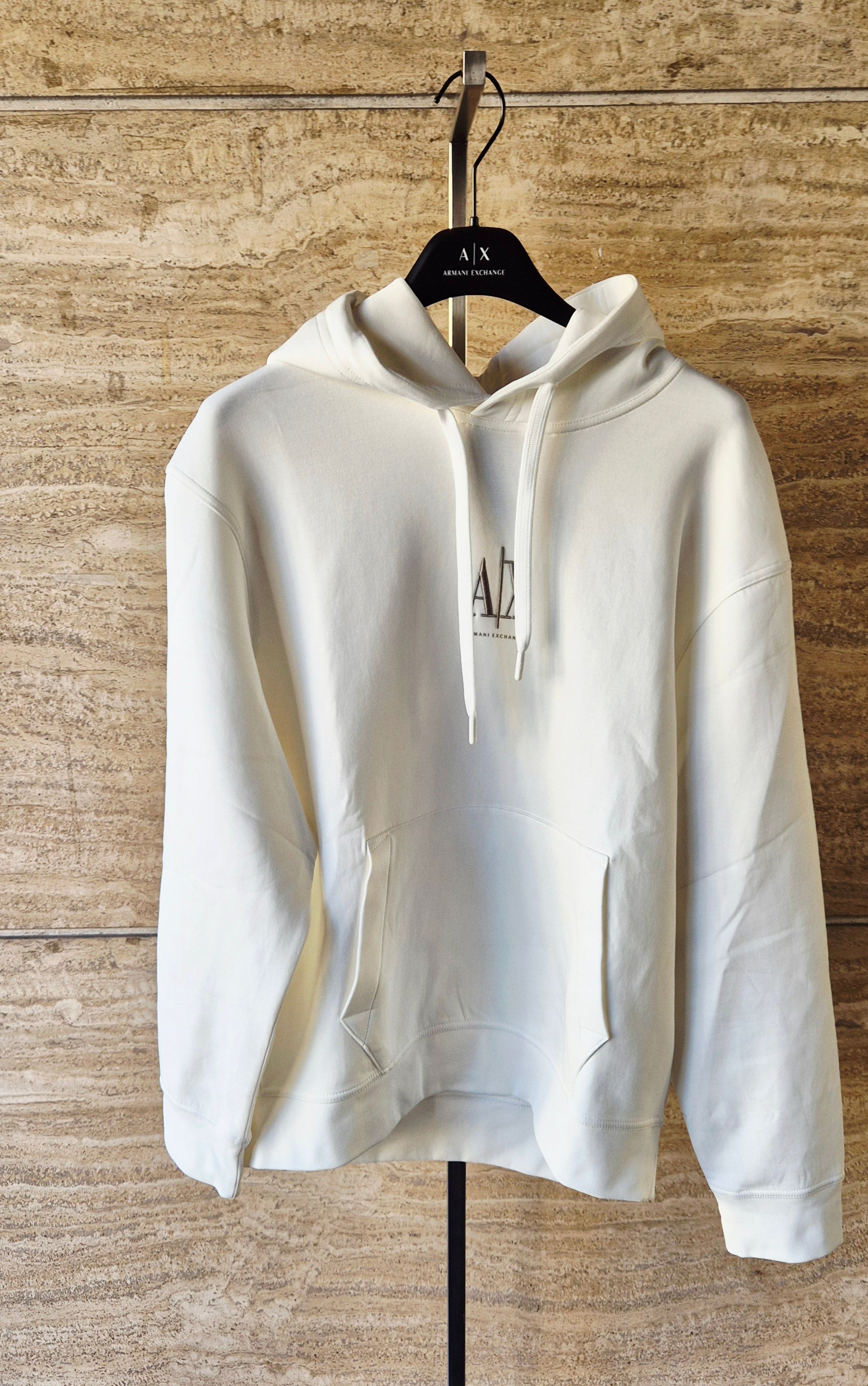 Armani ax felpa tessuto tecnico bianco con logo XM00369AF10818U0009