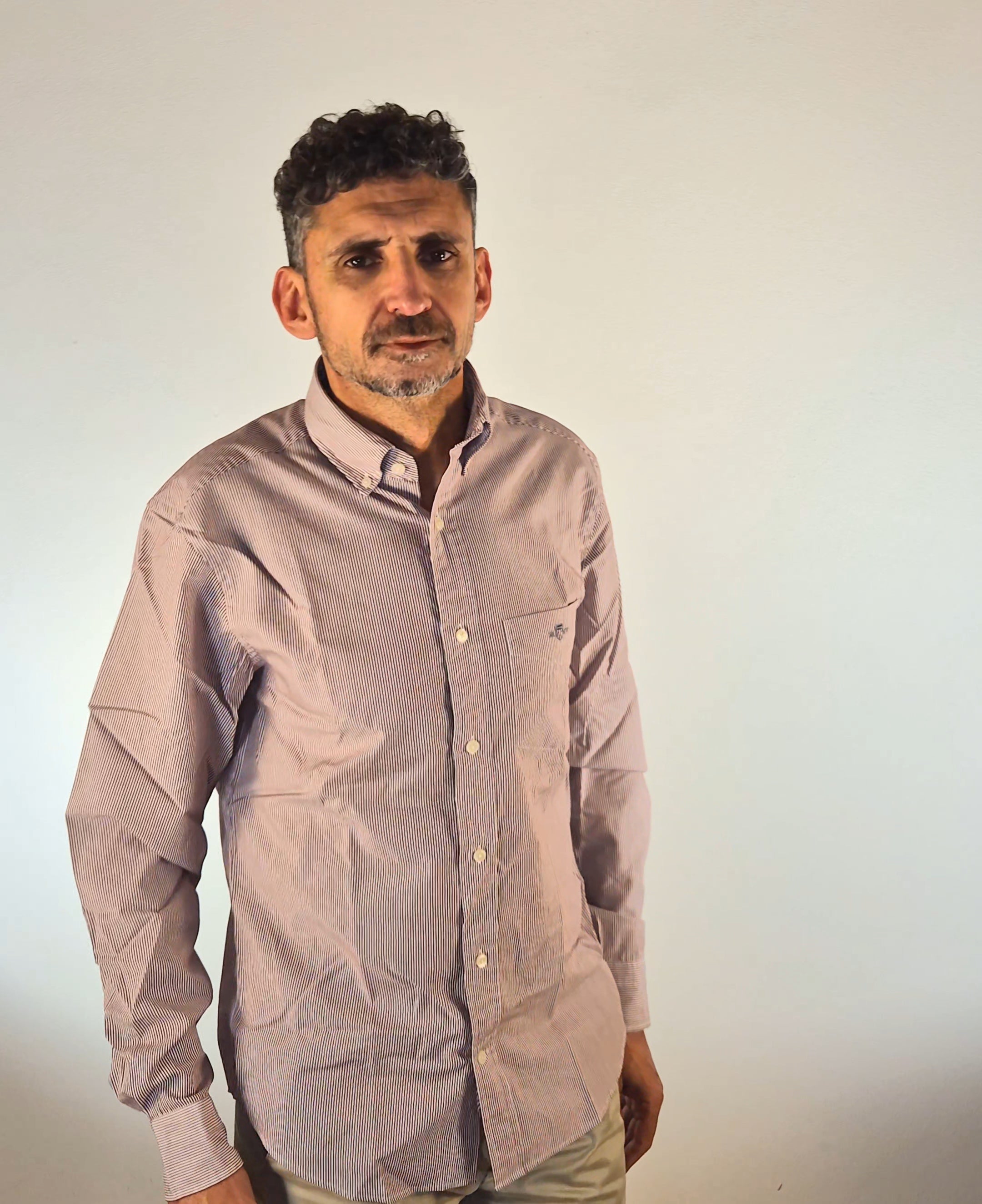 Gant camicia regular botton down riga bastoncino bordeaux 25033000140/604