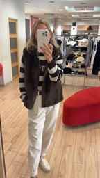 Susy mix gilet in ecopelliccia con cerniera GL0575U70 testa di moro