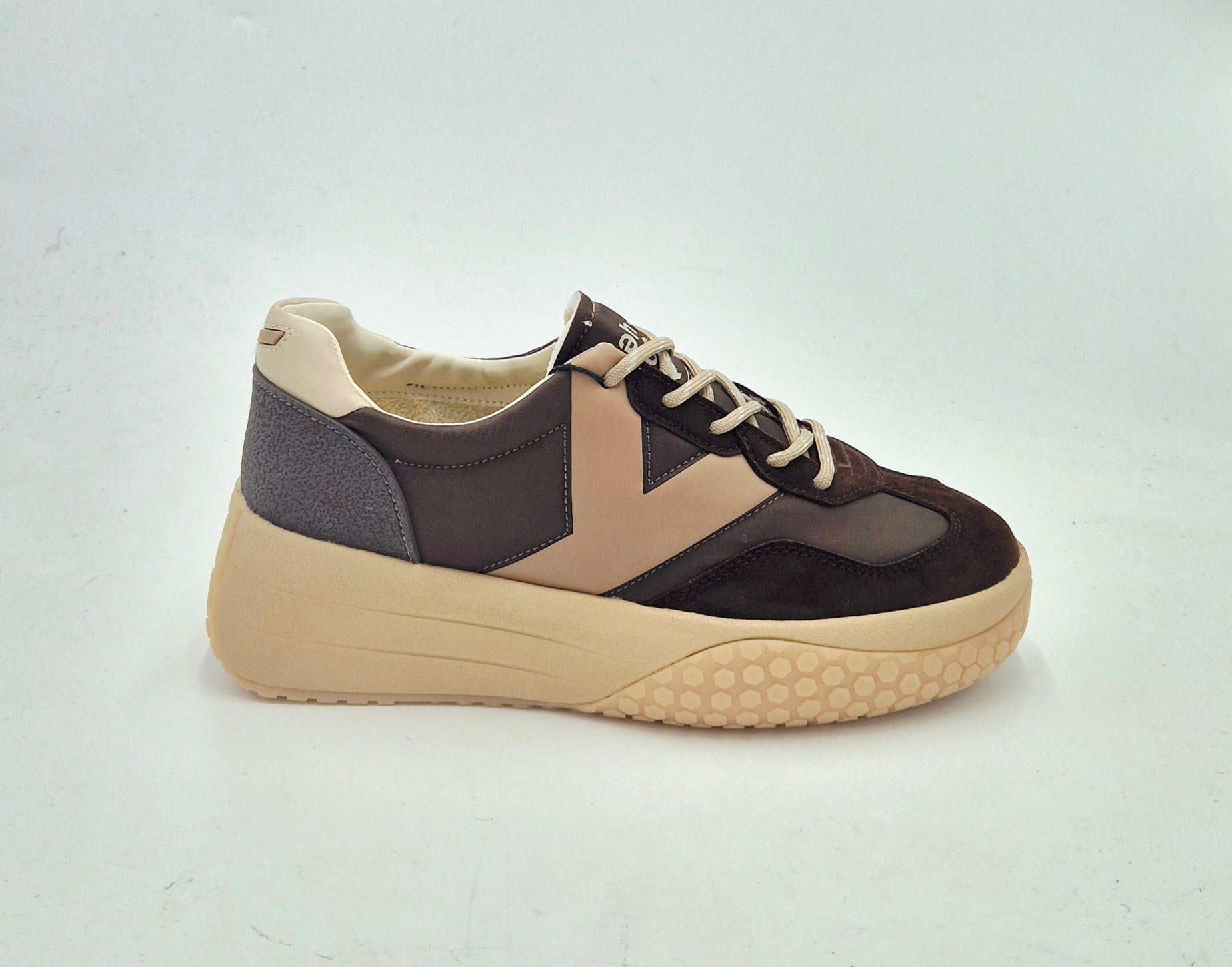 Keh.noo sneaker camoscio e nylon con zeppa A00KW9768447 marrone/noce