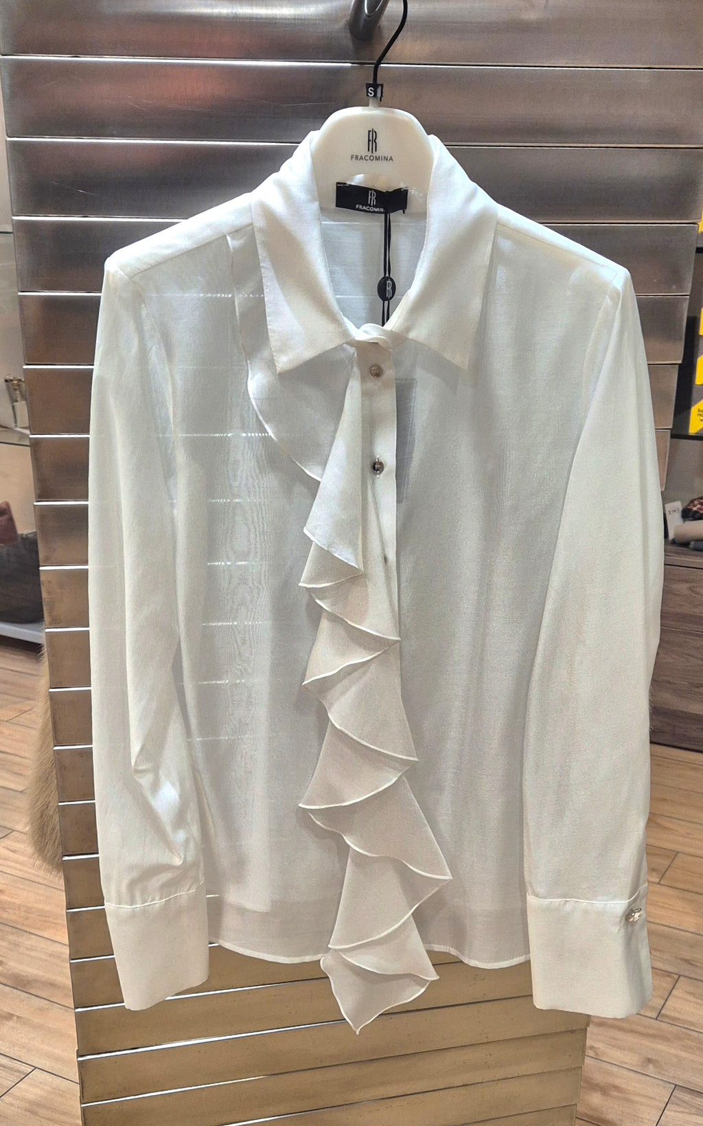 Fracomina camicia con rouches bianca ST6016W83401 278