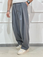 Adon pantalone wide fit AD2601 con pinces grigio