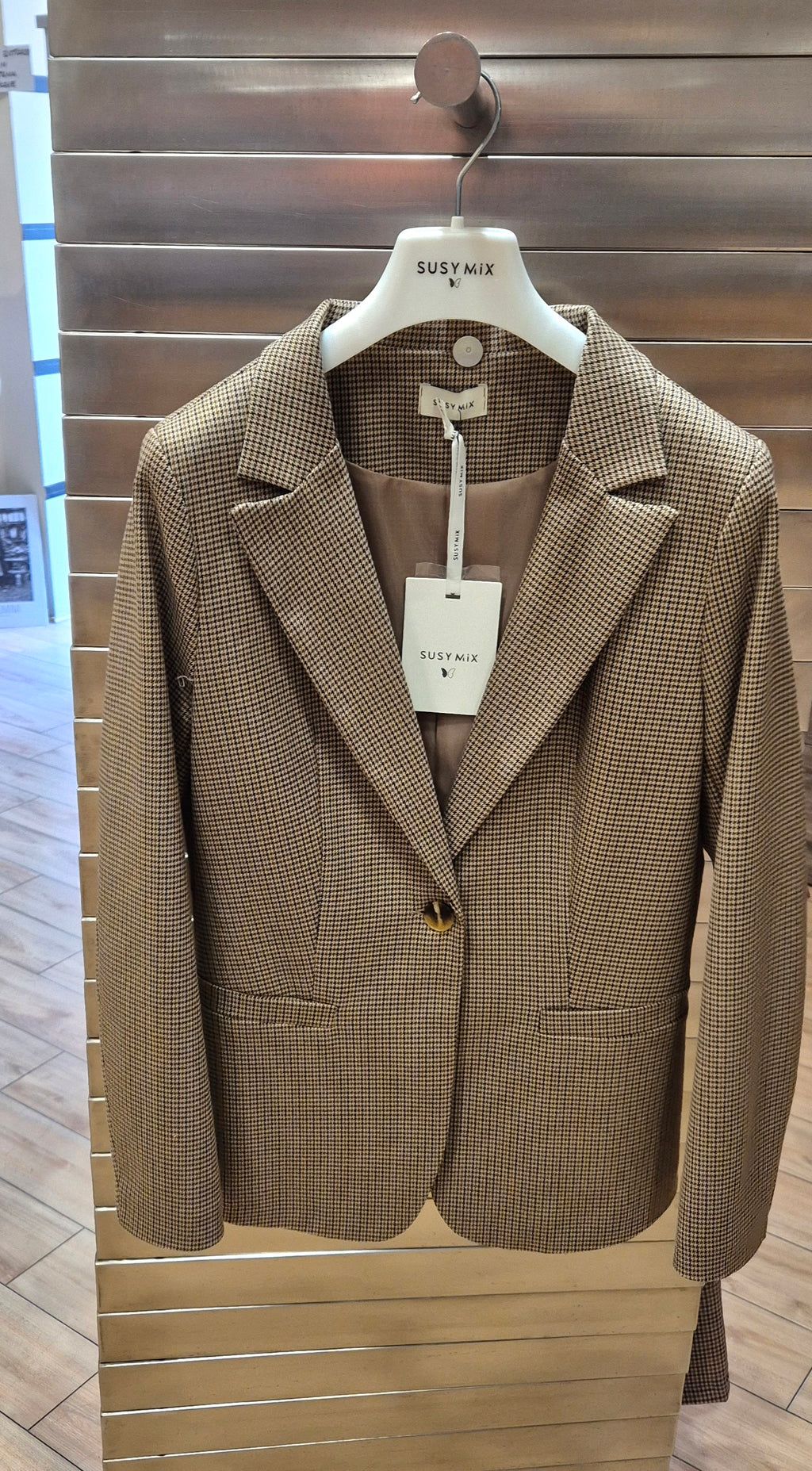 Susy mix giacca pied de poule cammello PP298T2F252U24