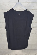 Fracomina t-shirt smanicata nera con castoni ST3047J4180 053