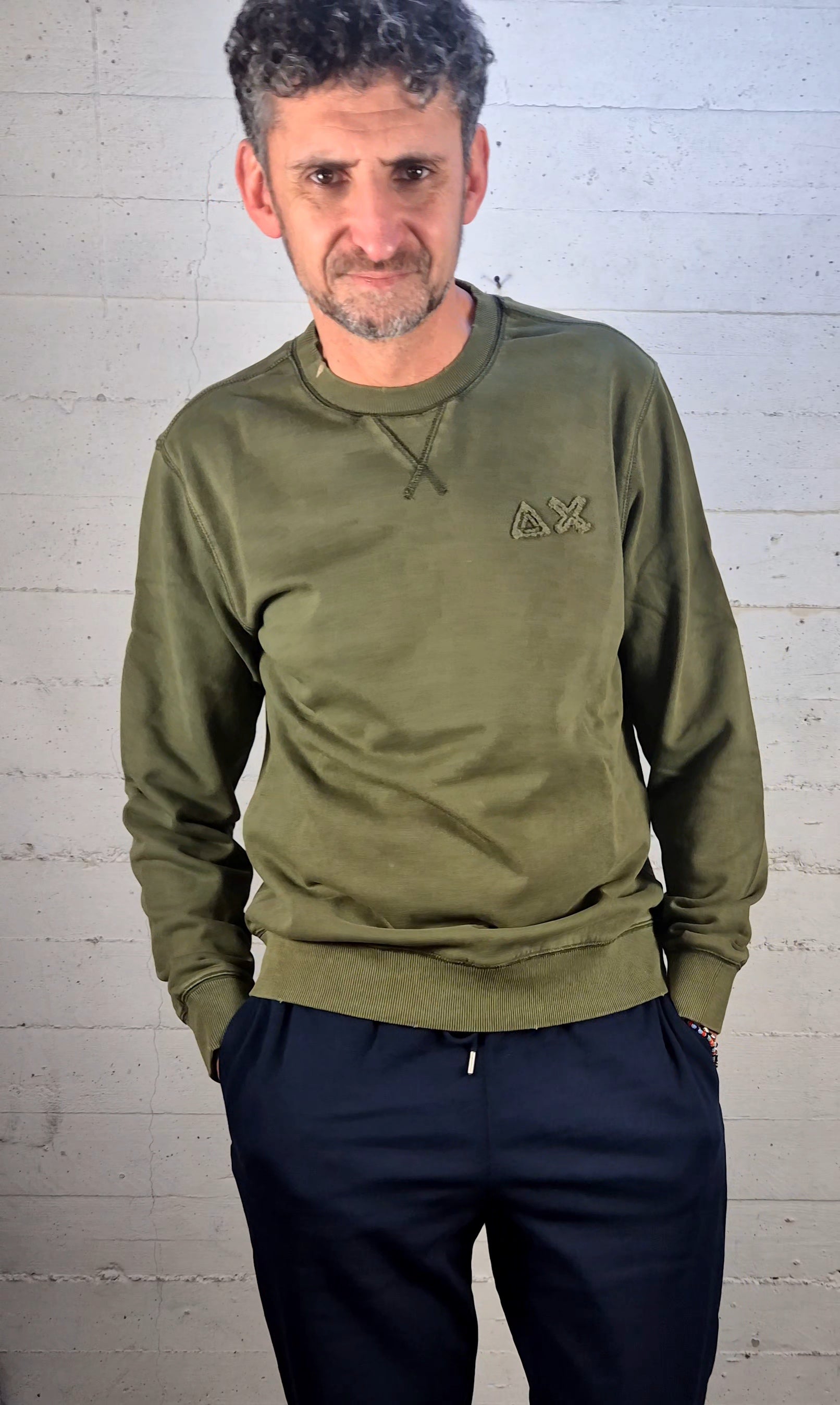 Sun 68 felpa girocollo vintage F3612037 verde