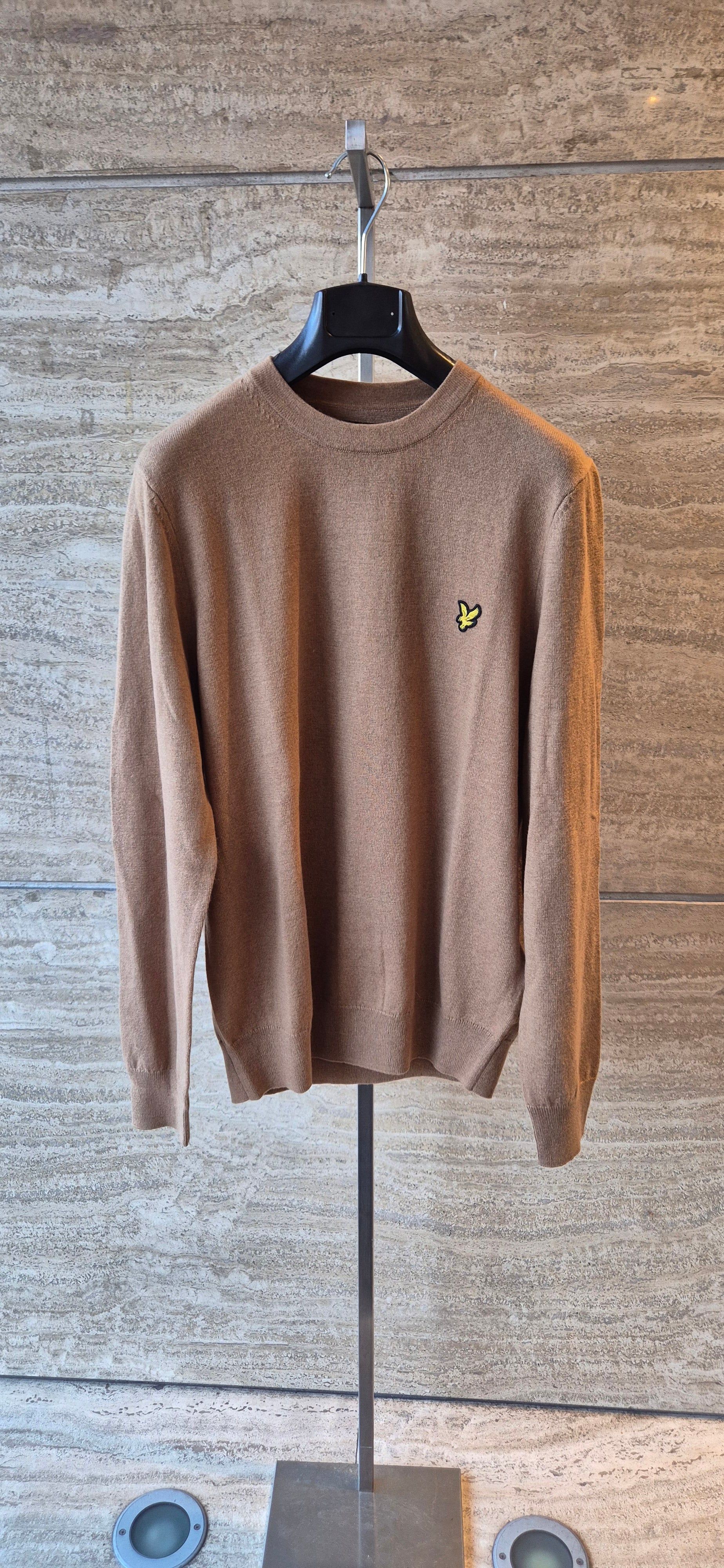 Lyle & Scott maglia girocollo cotton merinos KN2110VCX85 marrone biscotto