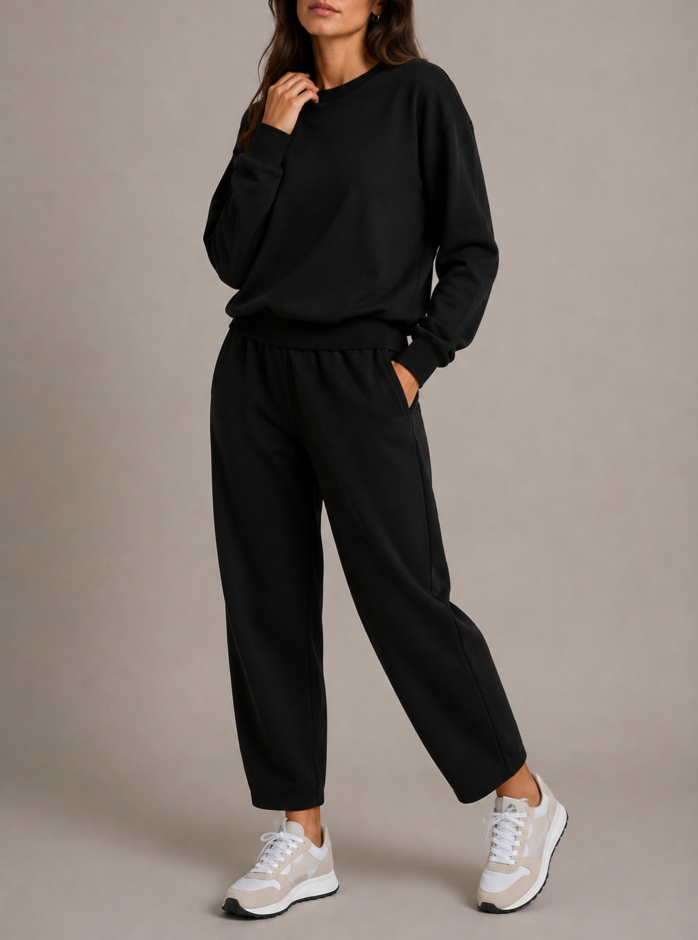 Susy Mix tuta felpa + pantalone cotone stretch 2747 U75 nero