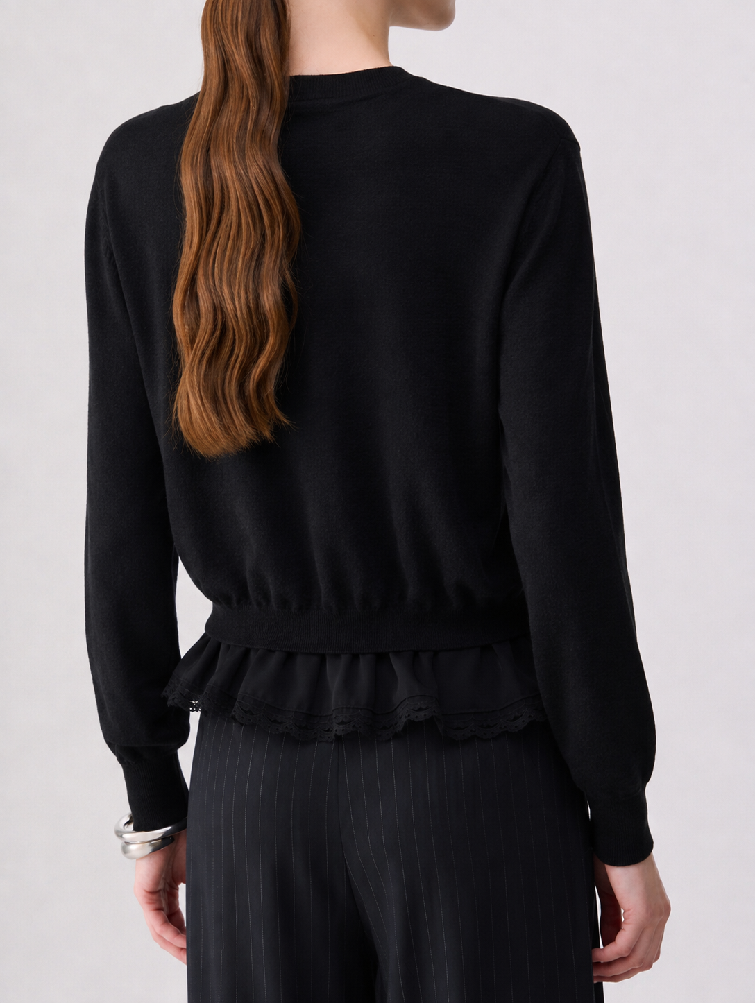 Liu jo cardigan mistolana con profili lingerie WF6034MA16R nero