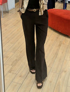 Susy Mix pantalone palazzo in viscosa con cintura moro