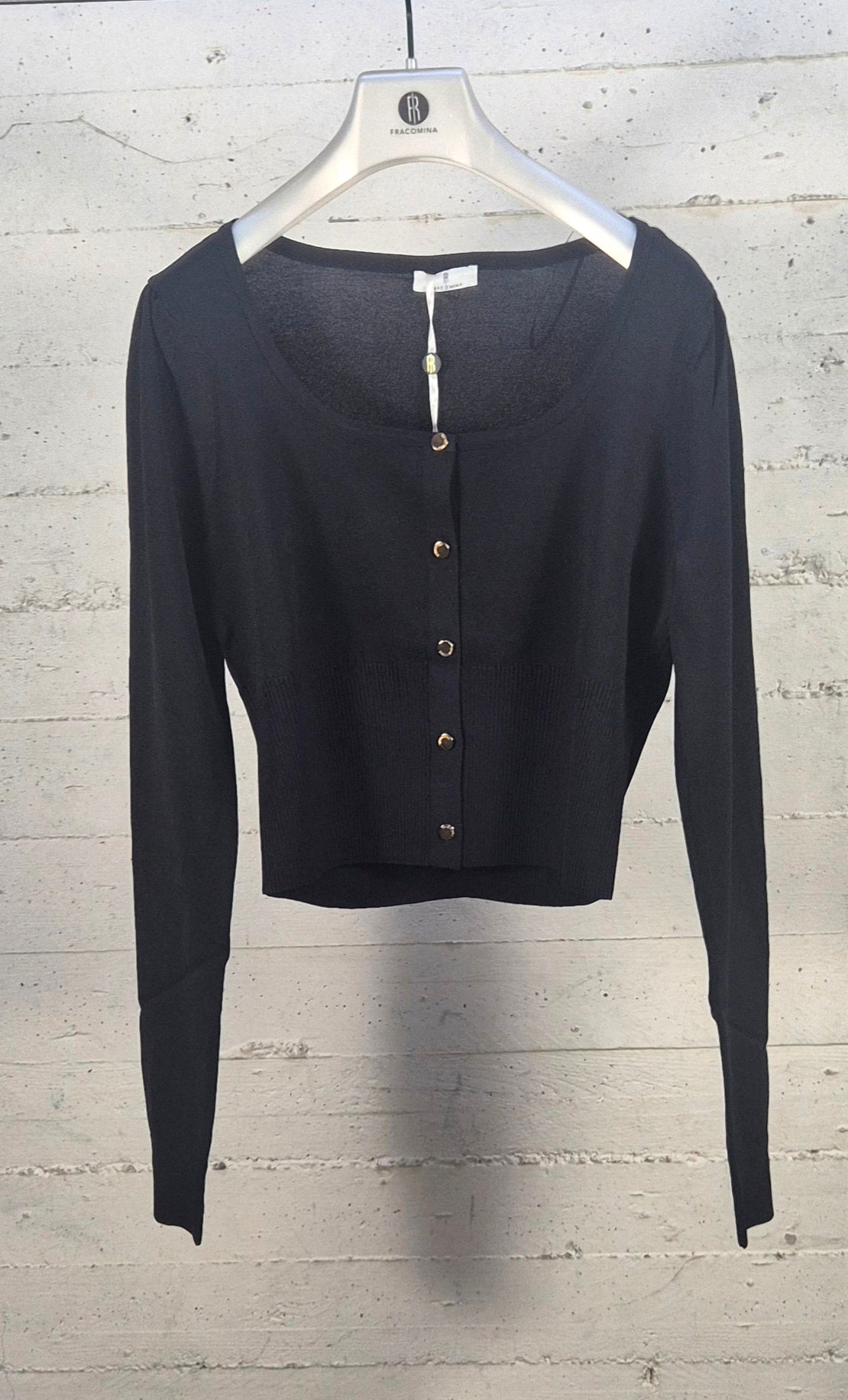 Fracomina cardigan corto scollo madonna nero ST8001K52401 053