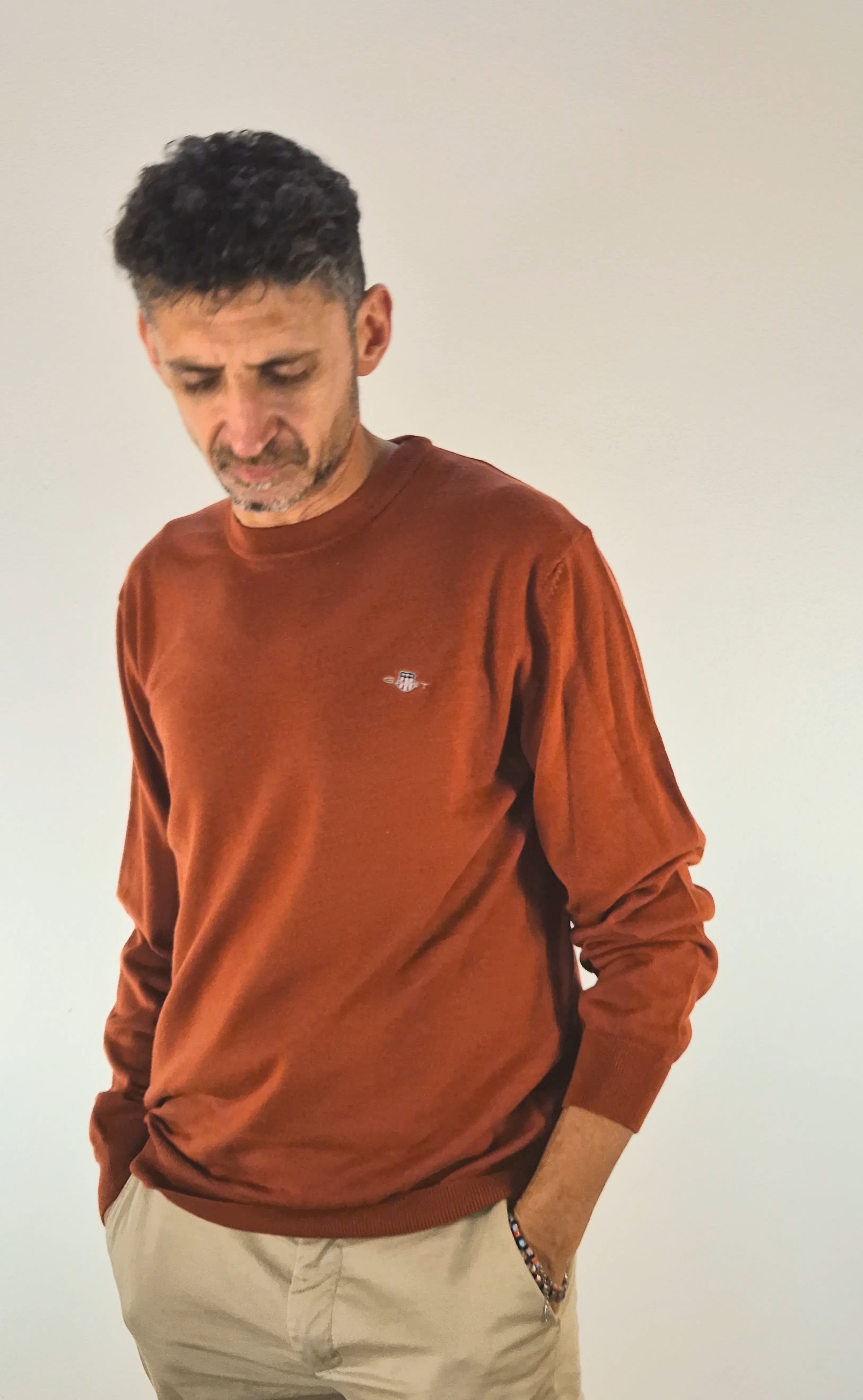 Gant maglia girocollo cotton wool cotone e lana ruggine 25038060068523