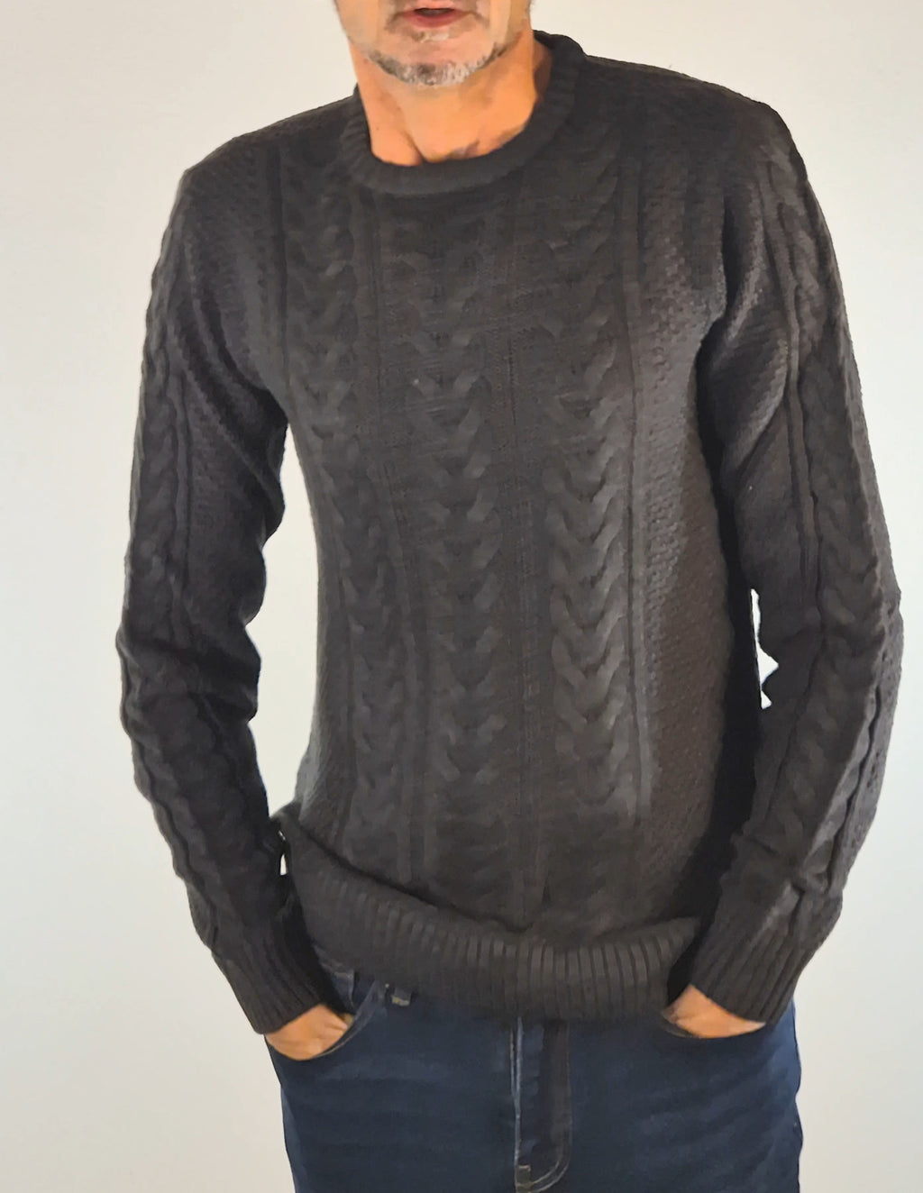 Blend maglia girocollo con treccie in mistocotone 20718442200278 grigio