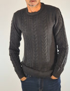 Blend maglia girocollo con treccie in mistocotone 20718442200278 grigio