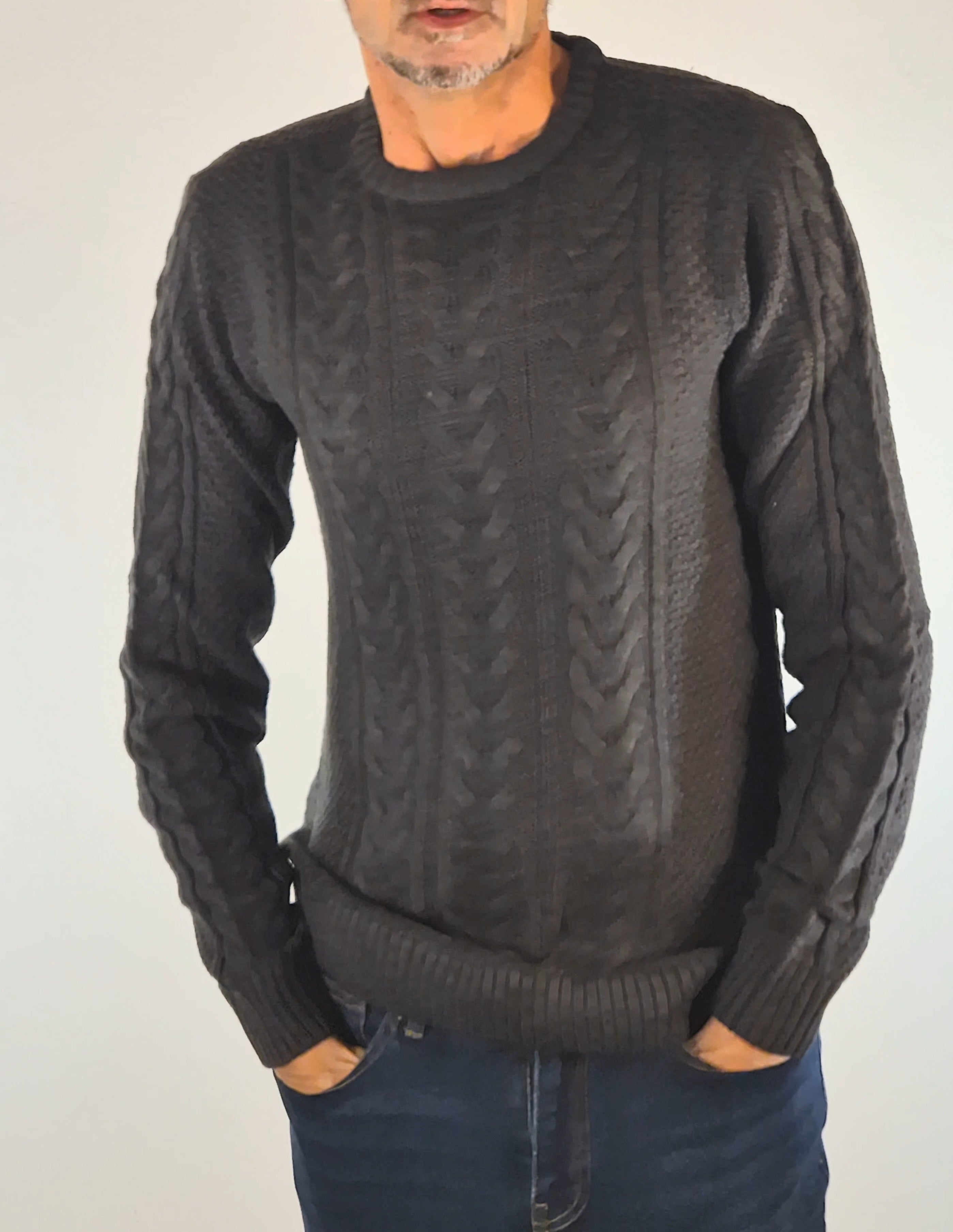 Blend maglia girocollo con treccie in mistocotone 20718442200278 grigio