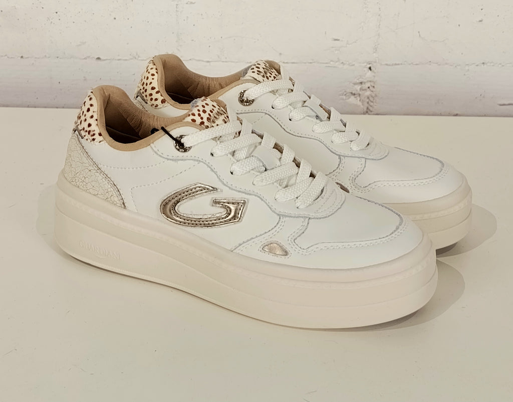 Guardiani sneaker bianca con animalier GL62531ABIANCO