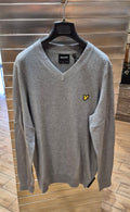 Lyle & Scott maglia cotton merino scollo v grigio chiaro KN2111VCT28