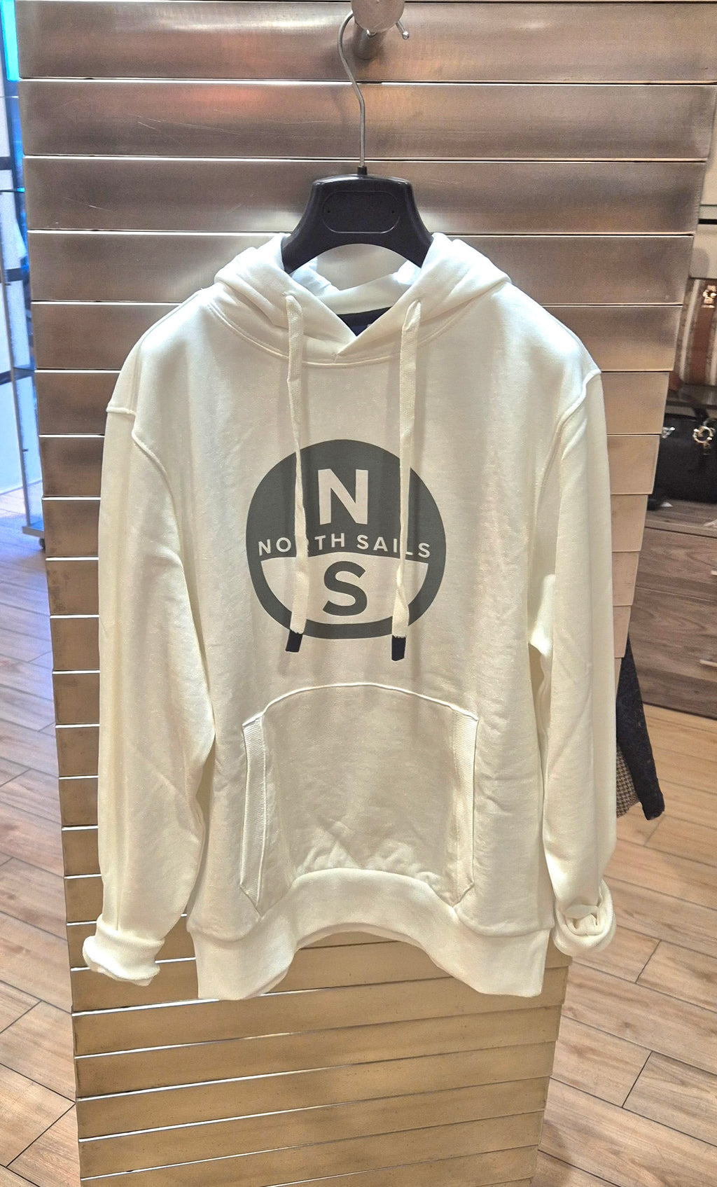 North Sails felpa logo grande felpata con cappuccio 6910940105 panna