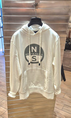 North Sails felpa logo grande felpata con cappuccio 6910940105 panna