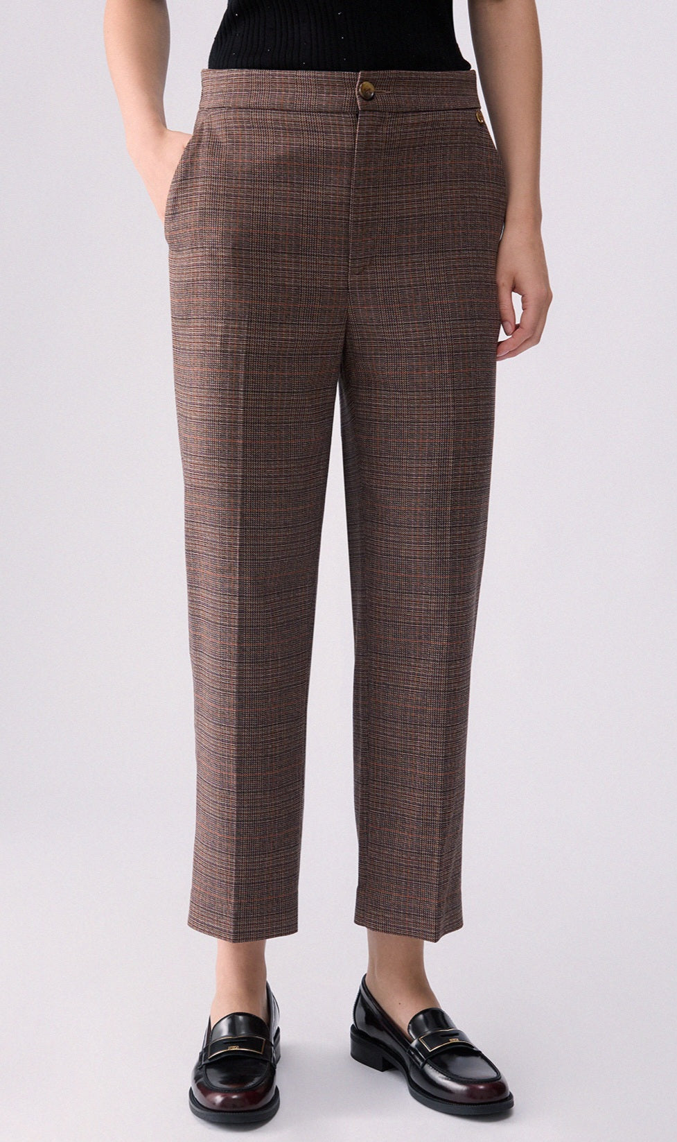 Liu jo pantalone sigaretta principe di gallesa marrone WF6213T733A