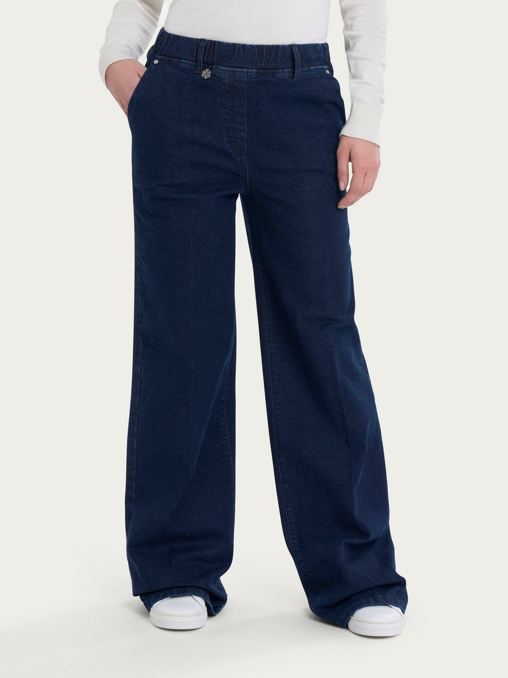 Ragno jeans palazzo con elastico DO79PA057 denim blue stretch