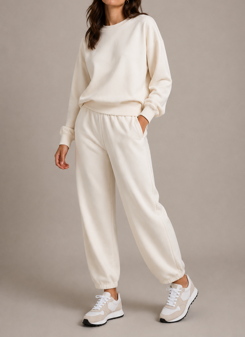 Susy Mix tuta felpa + pantalone cotone stretch 2747 U22 panna