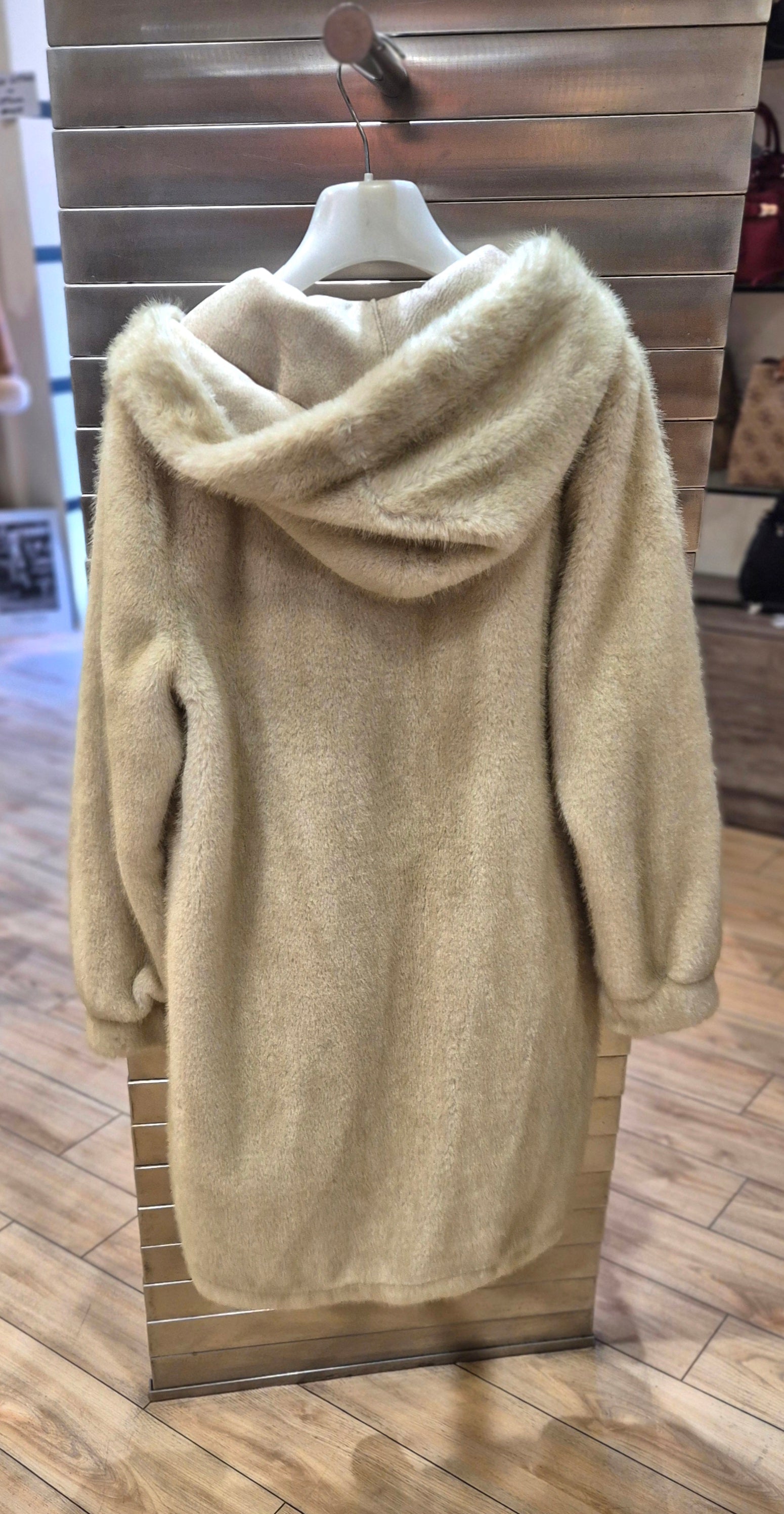 Susy mix ecopelliccia con cappuccio 3/4 colore BEIGE 25923U13