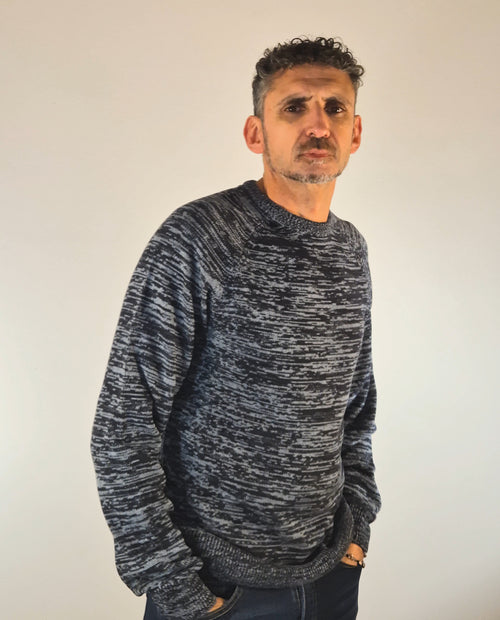 Blend maglia girocollo in cotone blu melange