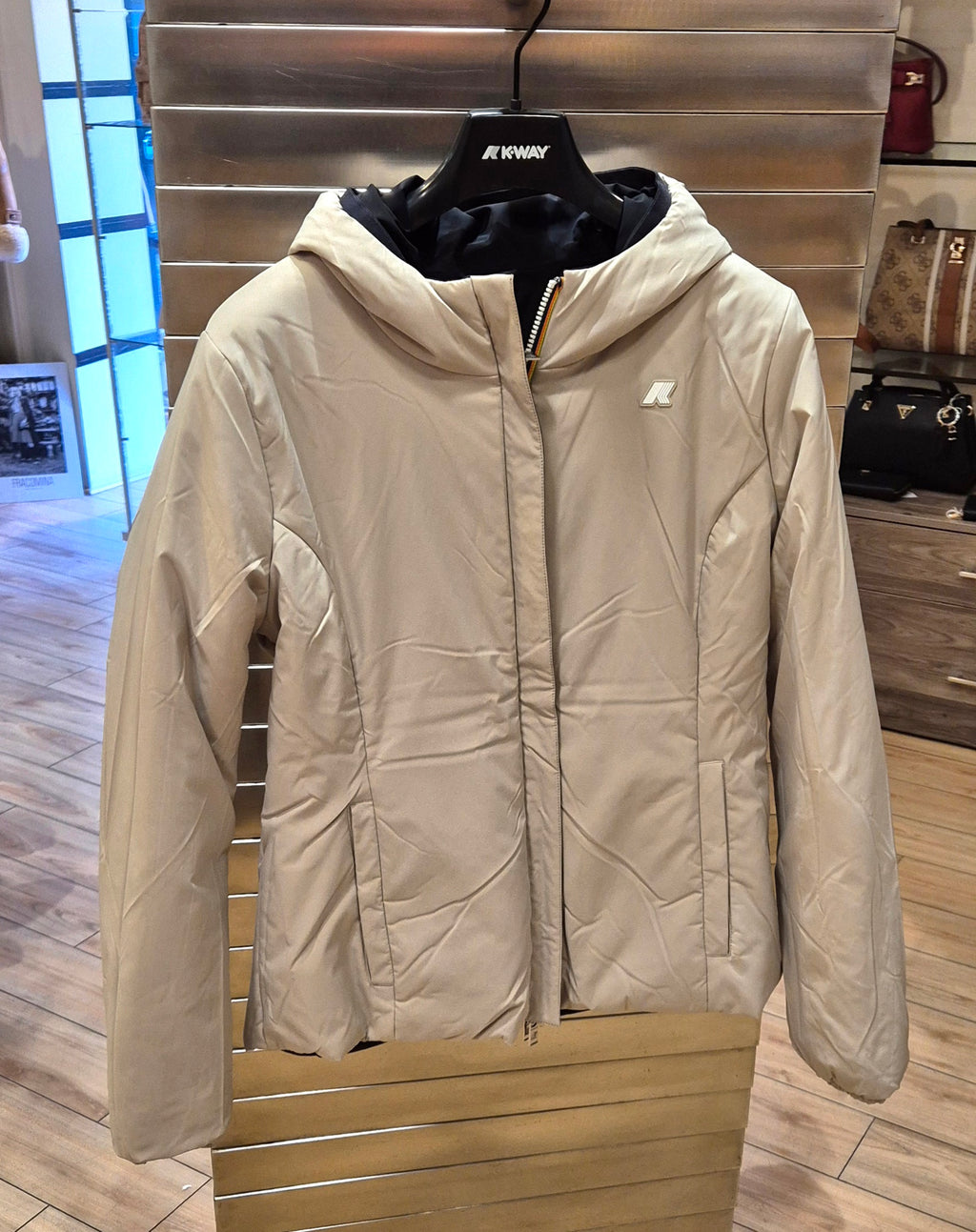 K-way giacchetto Lily st warm double reversibile nero/beige K6128TWBc9