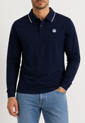 North Sails polo manica lunga in cotone piquet 692748 blu navy