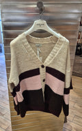 Susy mix cardigan rigato mistolana e alpaca WM2659U80 beige/rosa/bordeaux