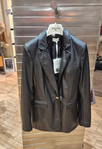 Susy mix giacca a 1 bottone in ecopelle nera PP240T10U75