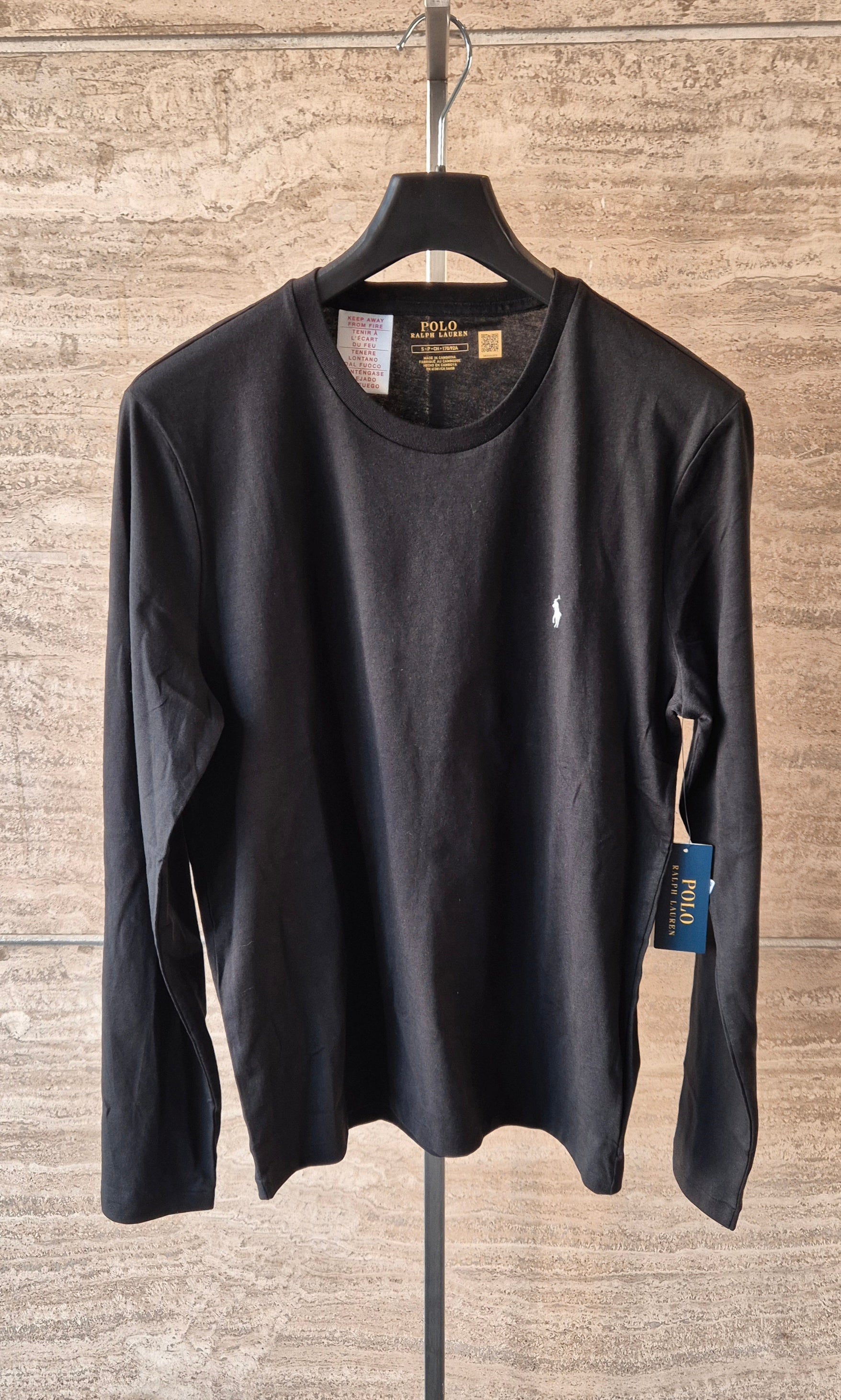 Polo ralph lauren t-shirt manica lunga con cavallino NERO 714844759