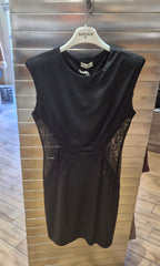 Susy mix abito smanicato con inserti in pizzo V12422CR nero