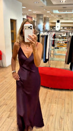 Susy Mix abito lungo semilucido bordeaux