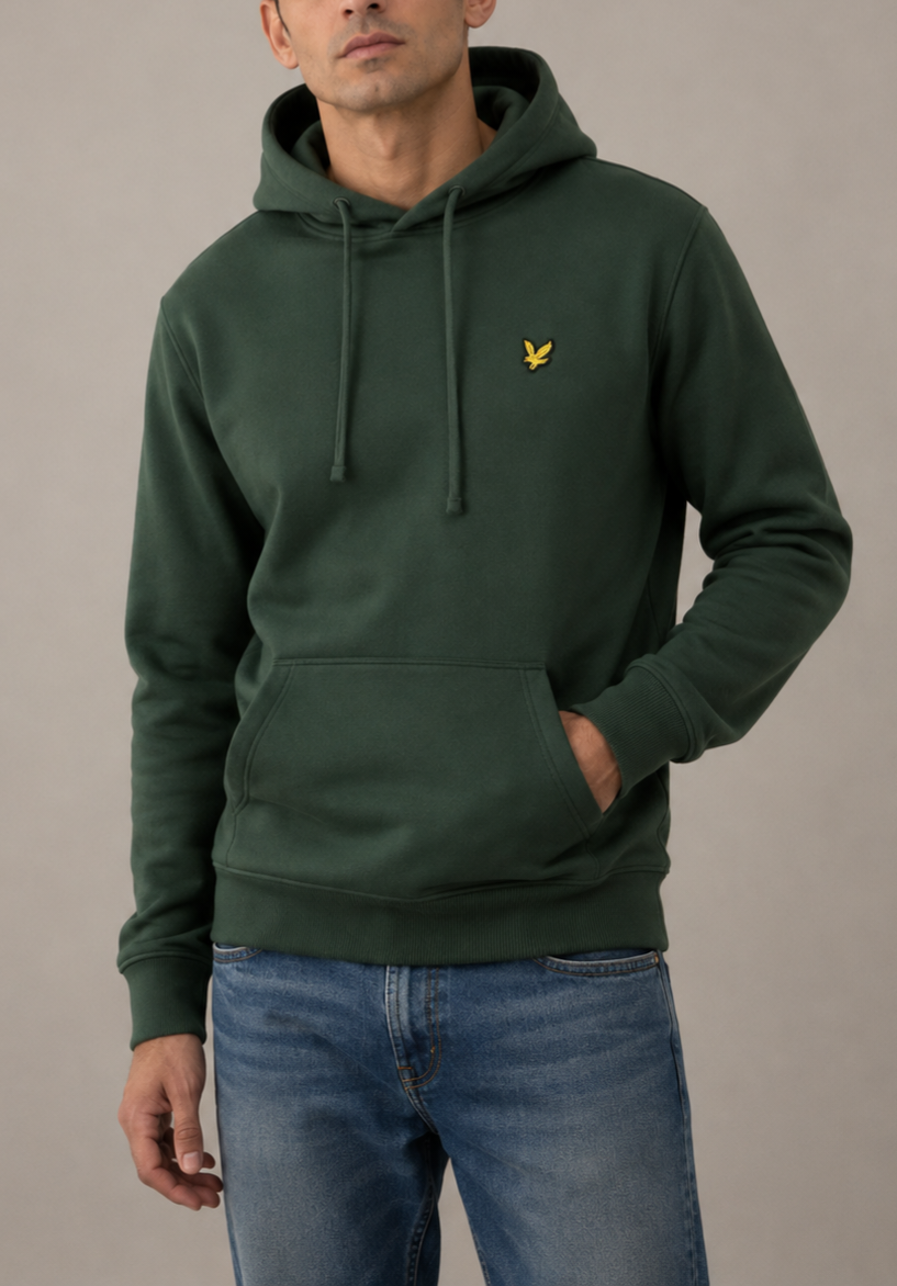 Lyle & Scott felpa cappuccio basic in cotone felpato ML1139V verde