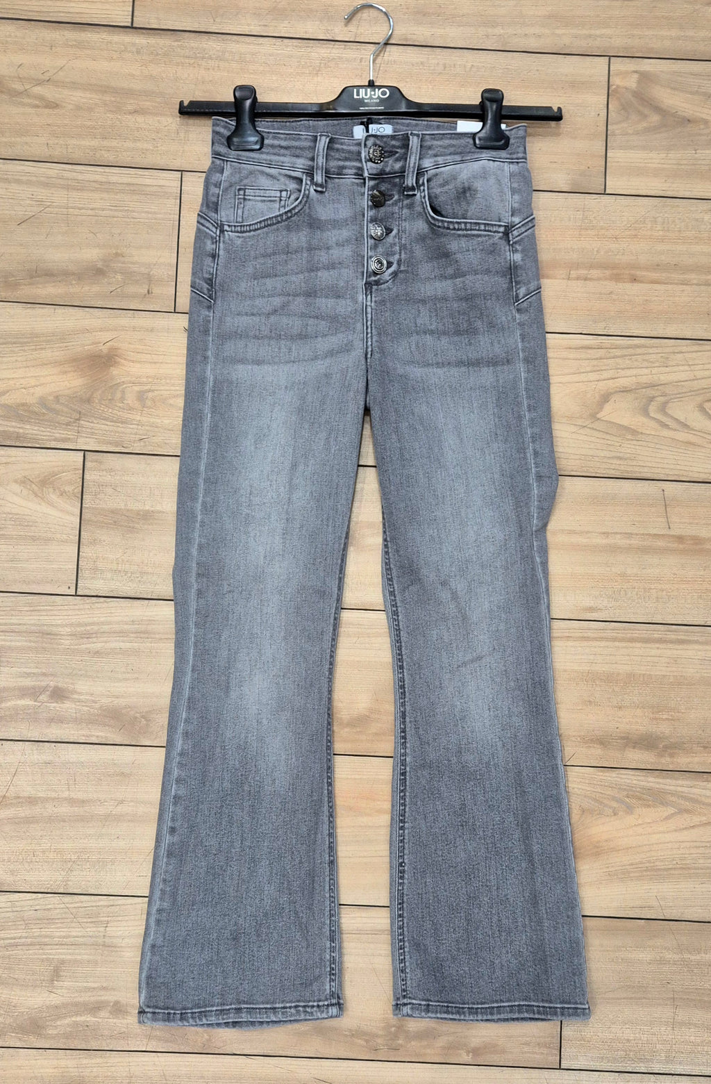 Liu Jo jeans bootcut UA6040D030587484 princess denim grigio bottoni gioiello