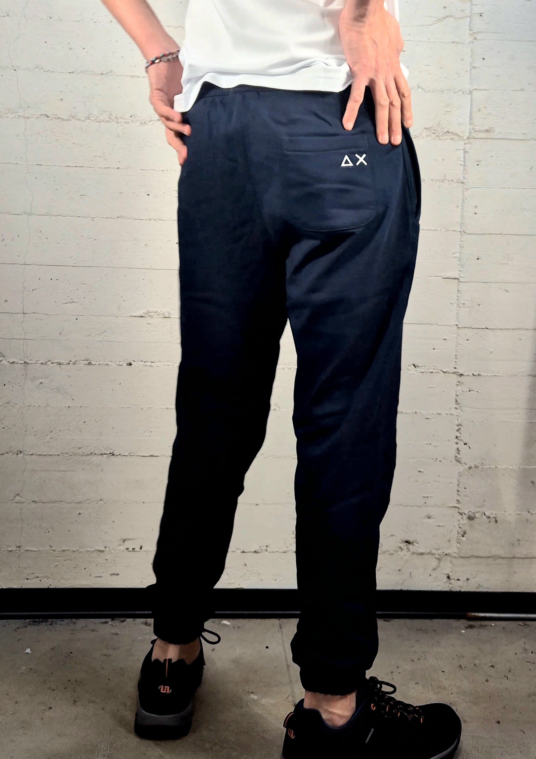 Sun 68 pantalone in felpa F3613607 blu cotone garzato