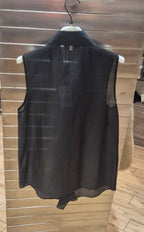 Fracomina camicia smanicata con rouches in tencel ST6017W83401 053 nero