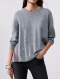 Liu jo maglia con inserti in raso lana mistoviscosa WF6290MA16R grigio