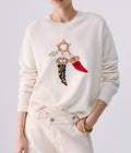 Liu jo maglia con charms in pura lana WF6457MS009 bianco