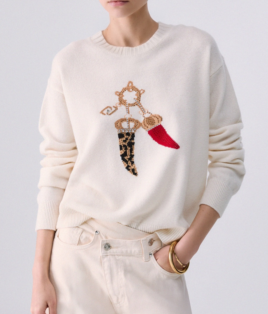 Liu jo maglia con charms in pura lana WF6457MS009 bianco
