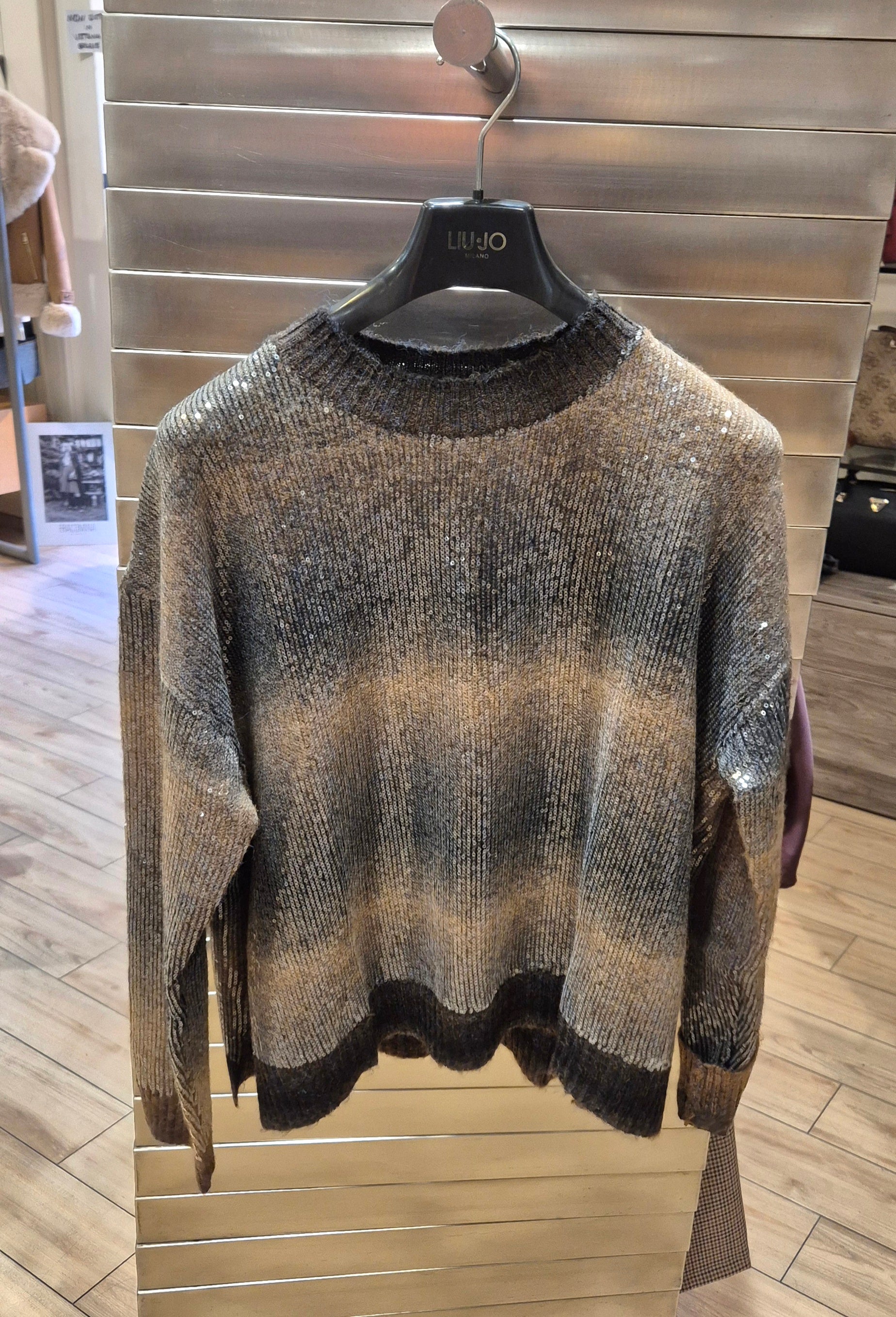 Liu Jo maglia con paillettes MF5380MA14RS9472 marrone