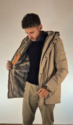 Suns giacchetto con pelliccia interna tessuto tecnico stretch beige GBS53945U