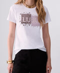 Liu jo t-shirt slim fit con catene WF346js923 bianco