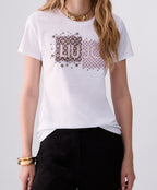 Liu jo t-shirt slim fit con catene WF346js923 bianco