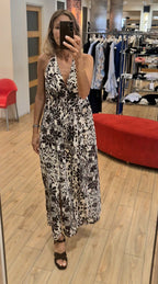 Susy Mix abito floreale lungo beige/moro 100% cotone