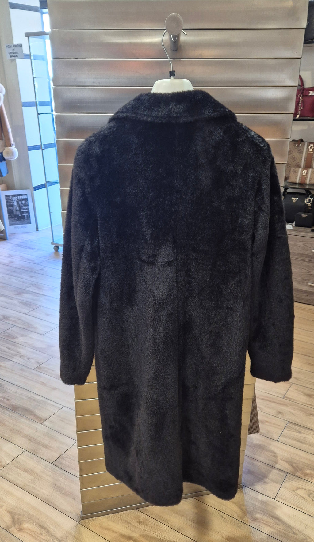 Susy mix cappotto ecopelliccia 21829 nero monopetto